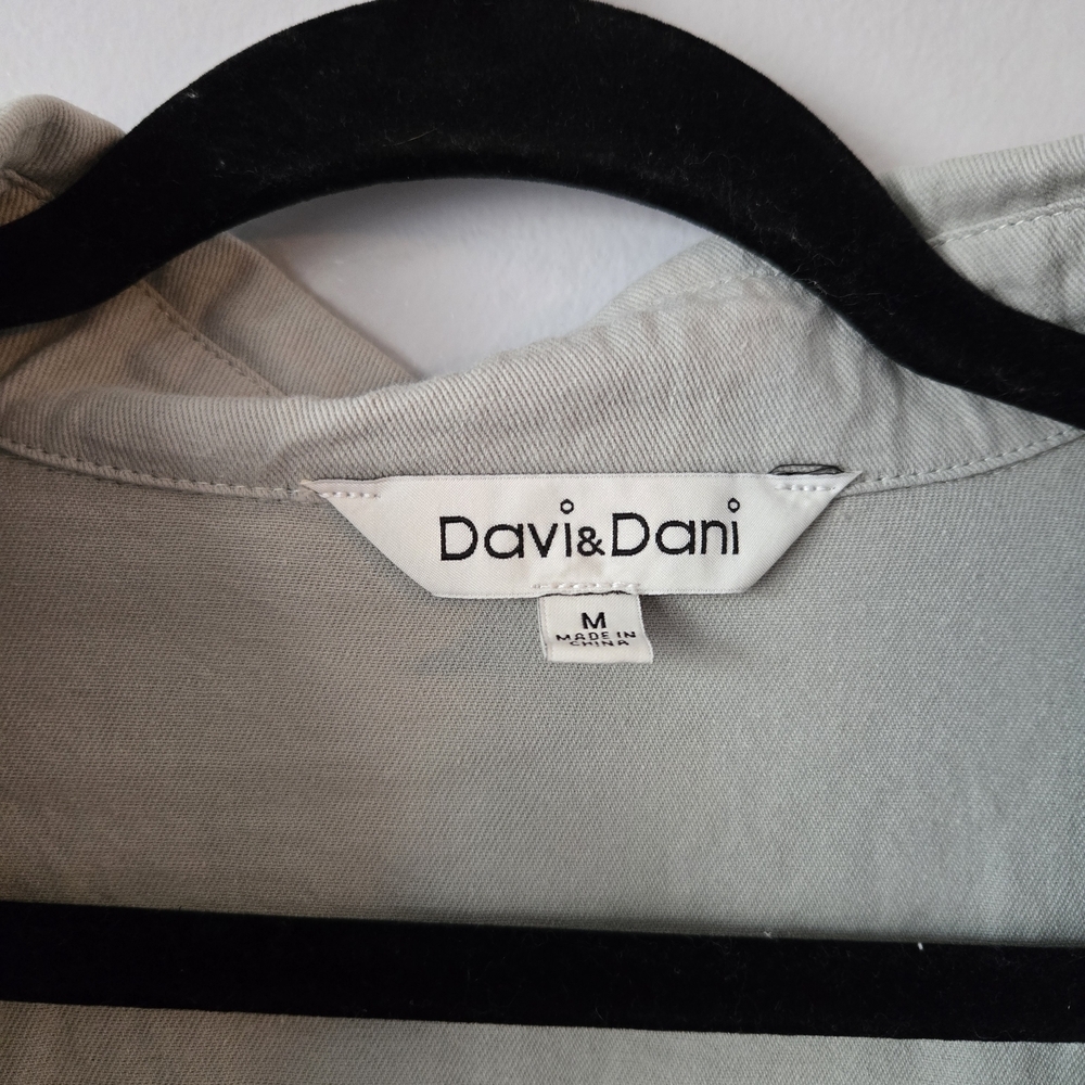 Davi & Dani Rock & Roll Graphic Shacket Sage Green Raw Hem Button Down Shirt - Picture 7 of 9
